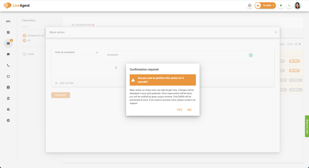 Bestätigungsdialog für Massenaktion