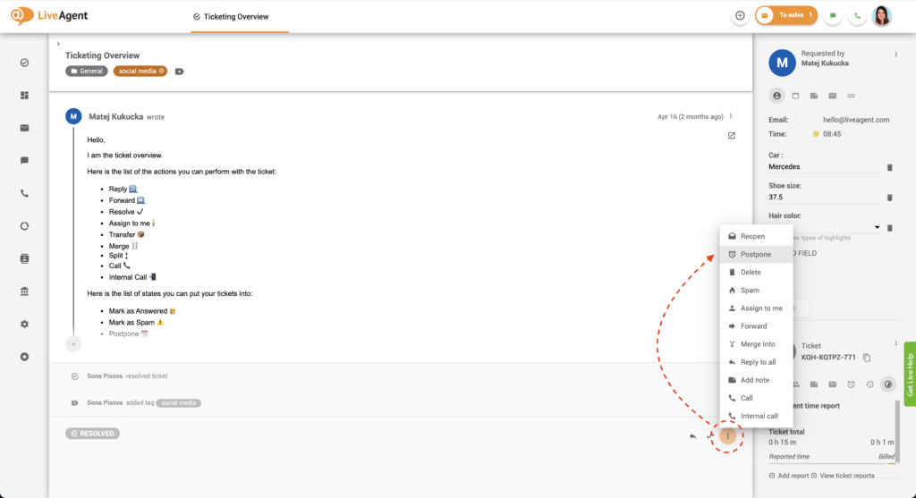 Ein Ticket verschieben