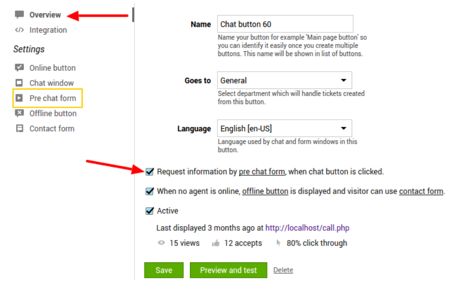 How to set up the pre-chat form