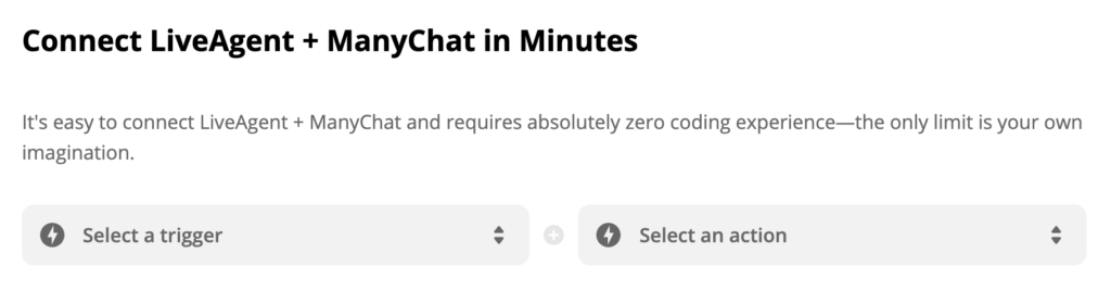 Auswahl eines Triggers und einer Aktion in Zapier