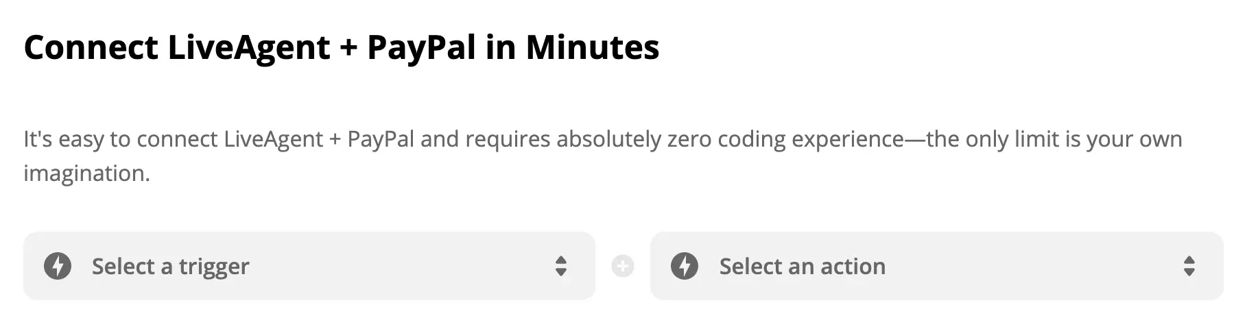 PayPal-Trigger und LiveAgent-Aktionsauswahl