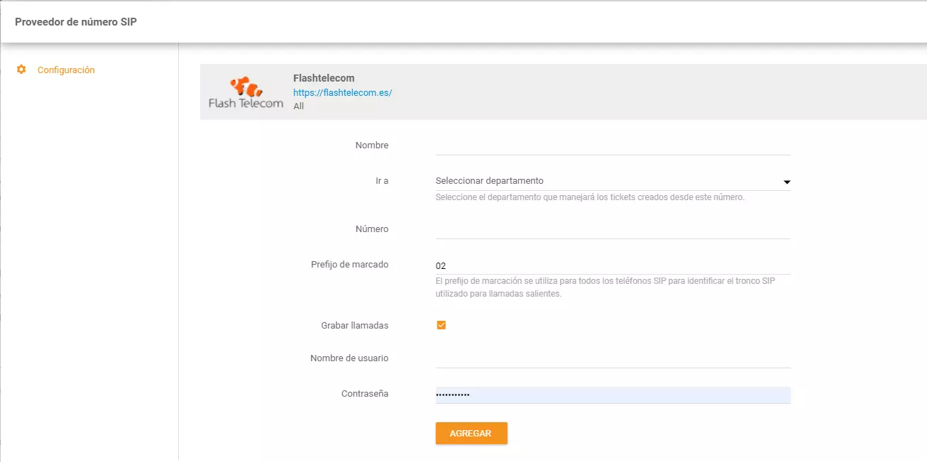 Flash Telecom-Anmeldedaten