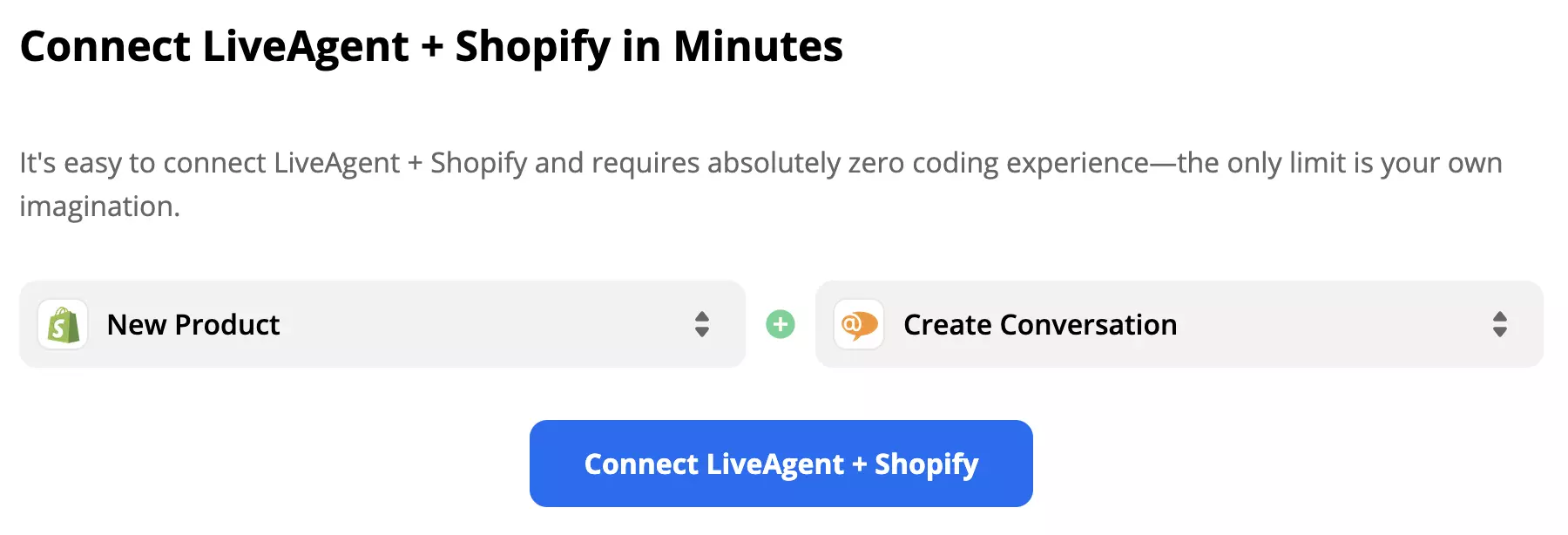 Selected trigger New Product and action Create conversation