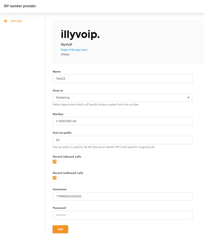 IllyVoIP-Anmeldedaten