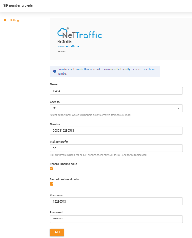 NetTraffic-Anmeldedaten-Eingabeformular