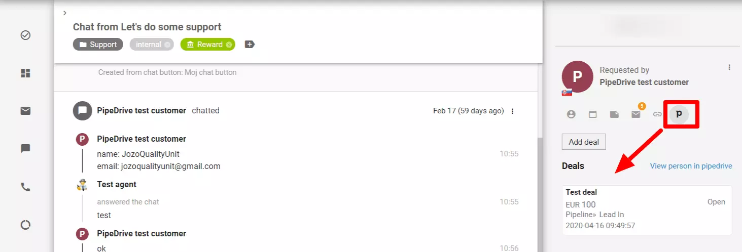 PipeDrive-Integrationsfunktionen in LiveAgent