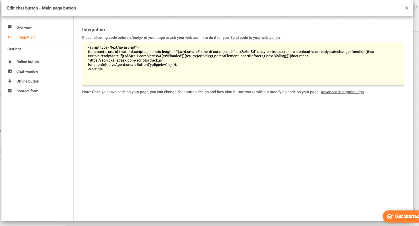 LiveAgent Chat-Button-Erstellung