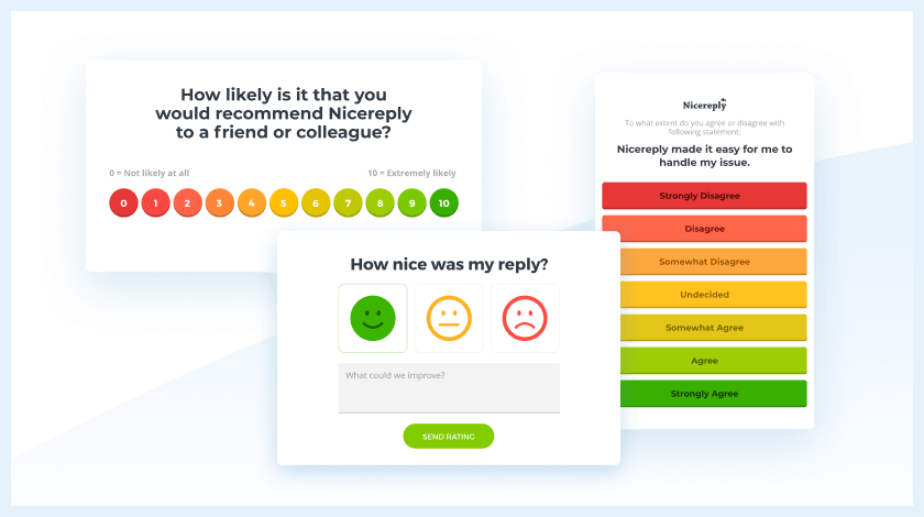Nicereply Umfrage-Anpassungsoptionen