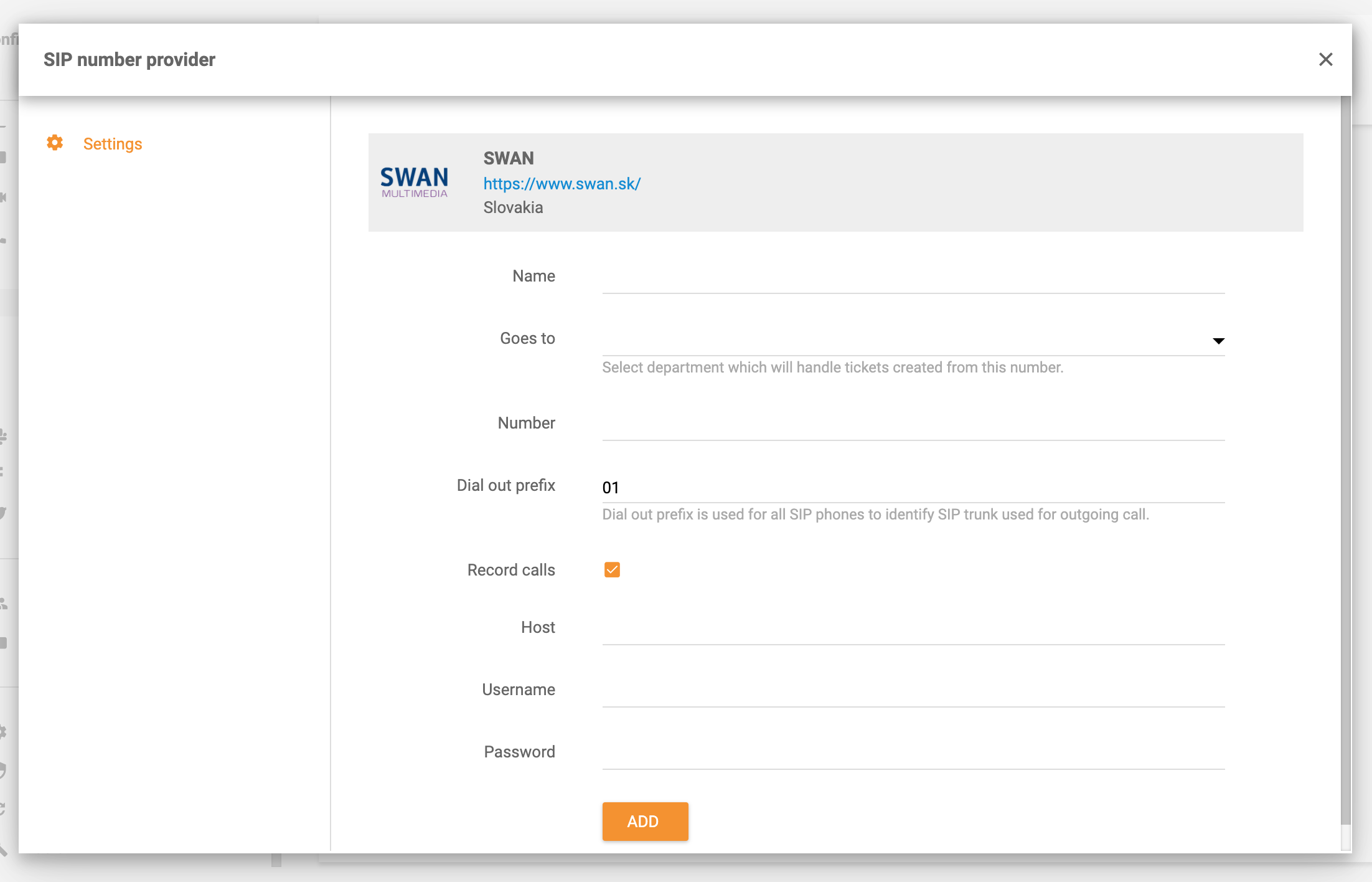Swan-Integration in LiveAgent