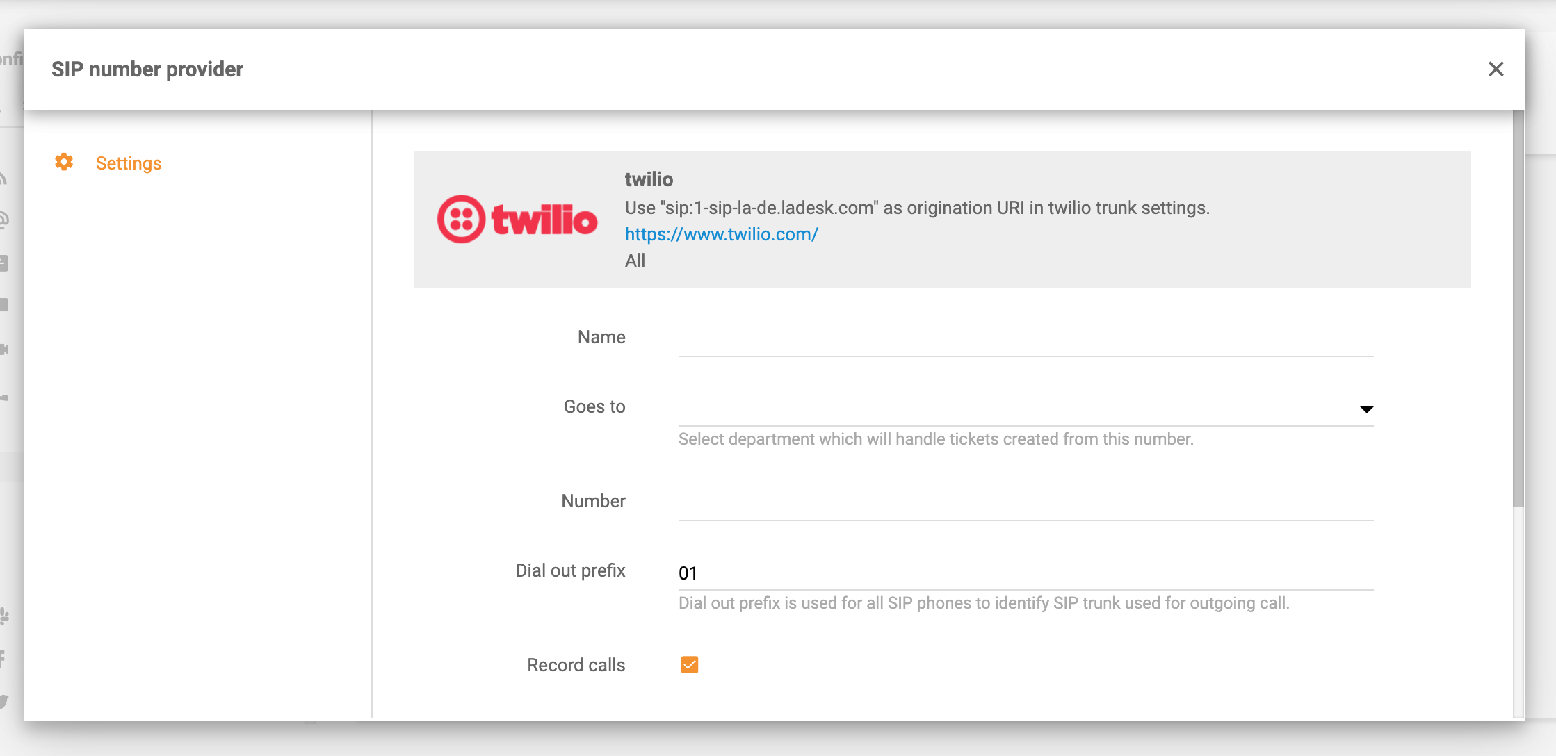 VOIP LiveAgent Twilio-Integration