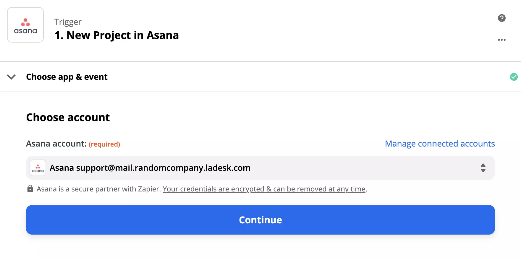 Asana-Trigger-Setup auf Zapier