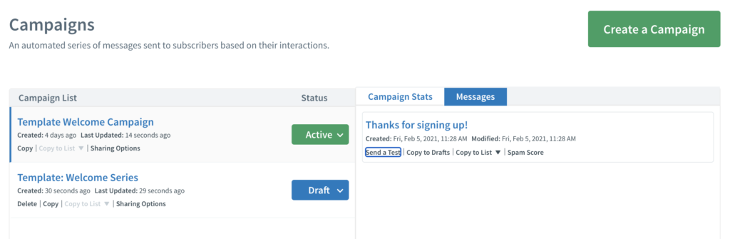 AWeber-Kampagnen-Vorschau