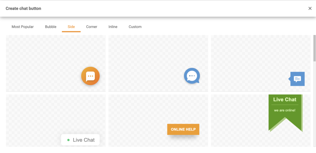 Chat-Button-Galerie in der LiveAgent Live-Chat-Konfiguration