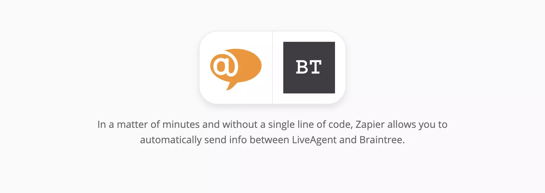 LiveAgent- und Braintree-Integrationsseite auf Zapier