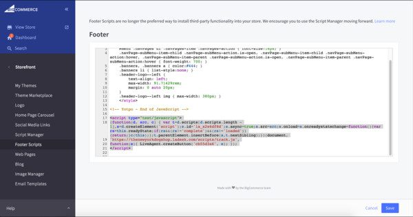 BigCommerce LiveAgent-Integration