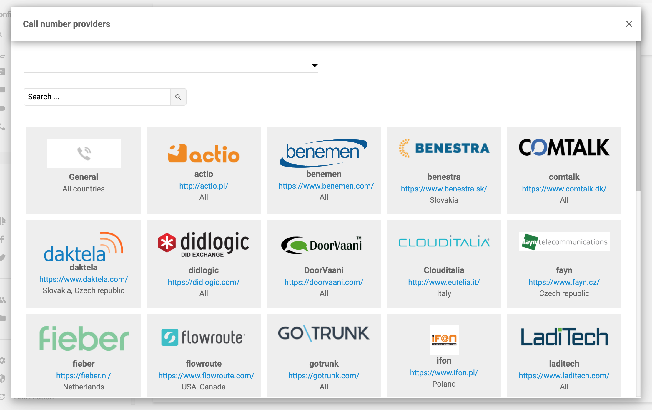 LiveAgent Call-Nummern-Anbieter