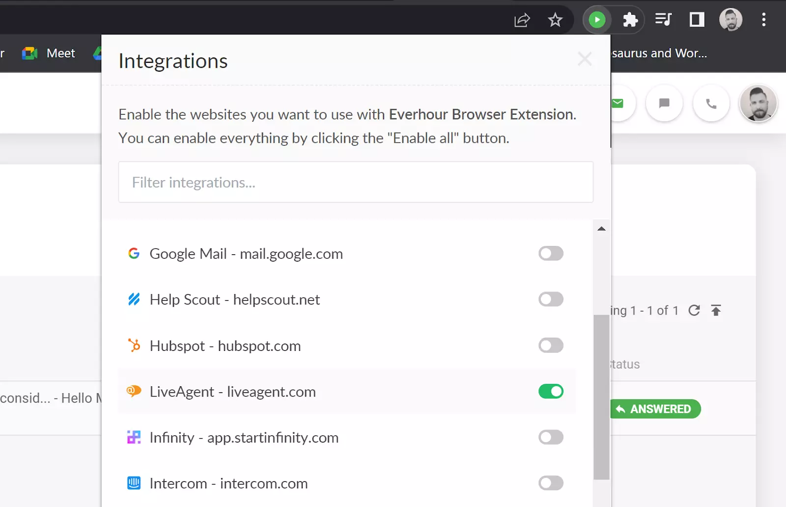 Everhour - LiveAgent-Integration aktivieren