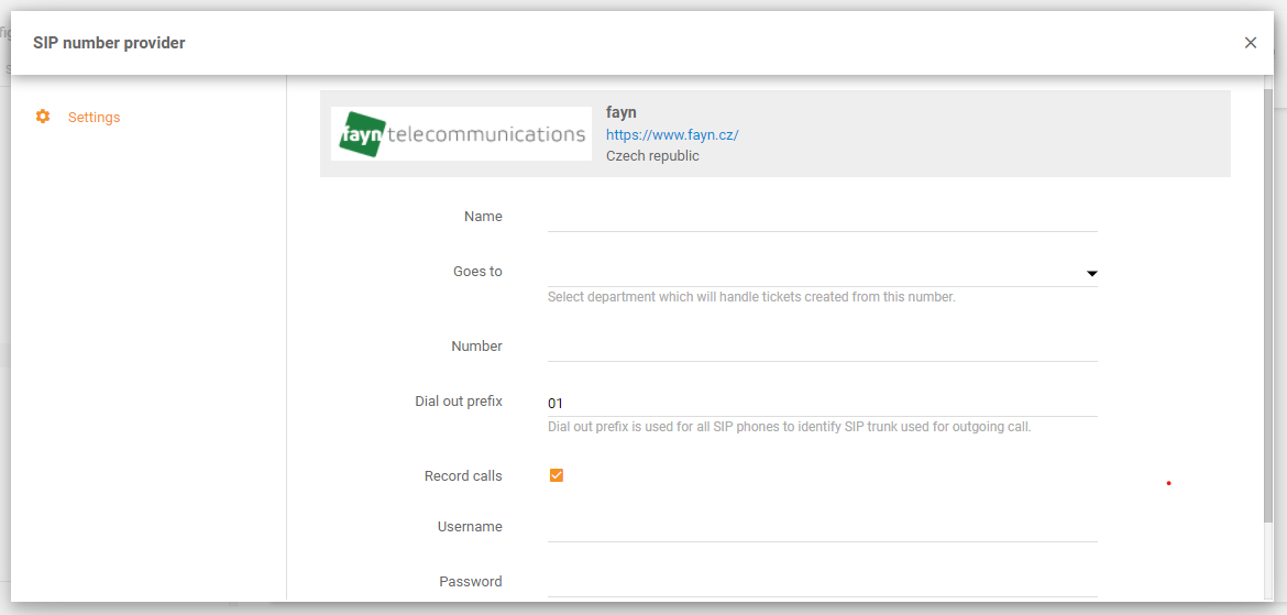 Fayn-Integration in LiveAgent