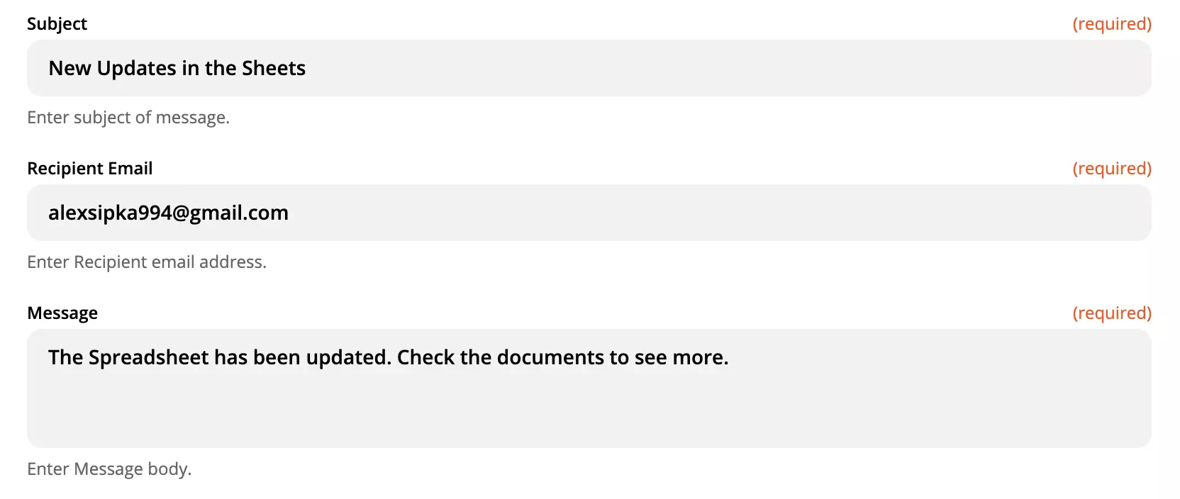 Beispiel für die Einrichtung einer LiveAgent-Aktion mit ausgefüllten Feldern