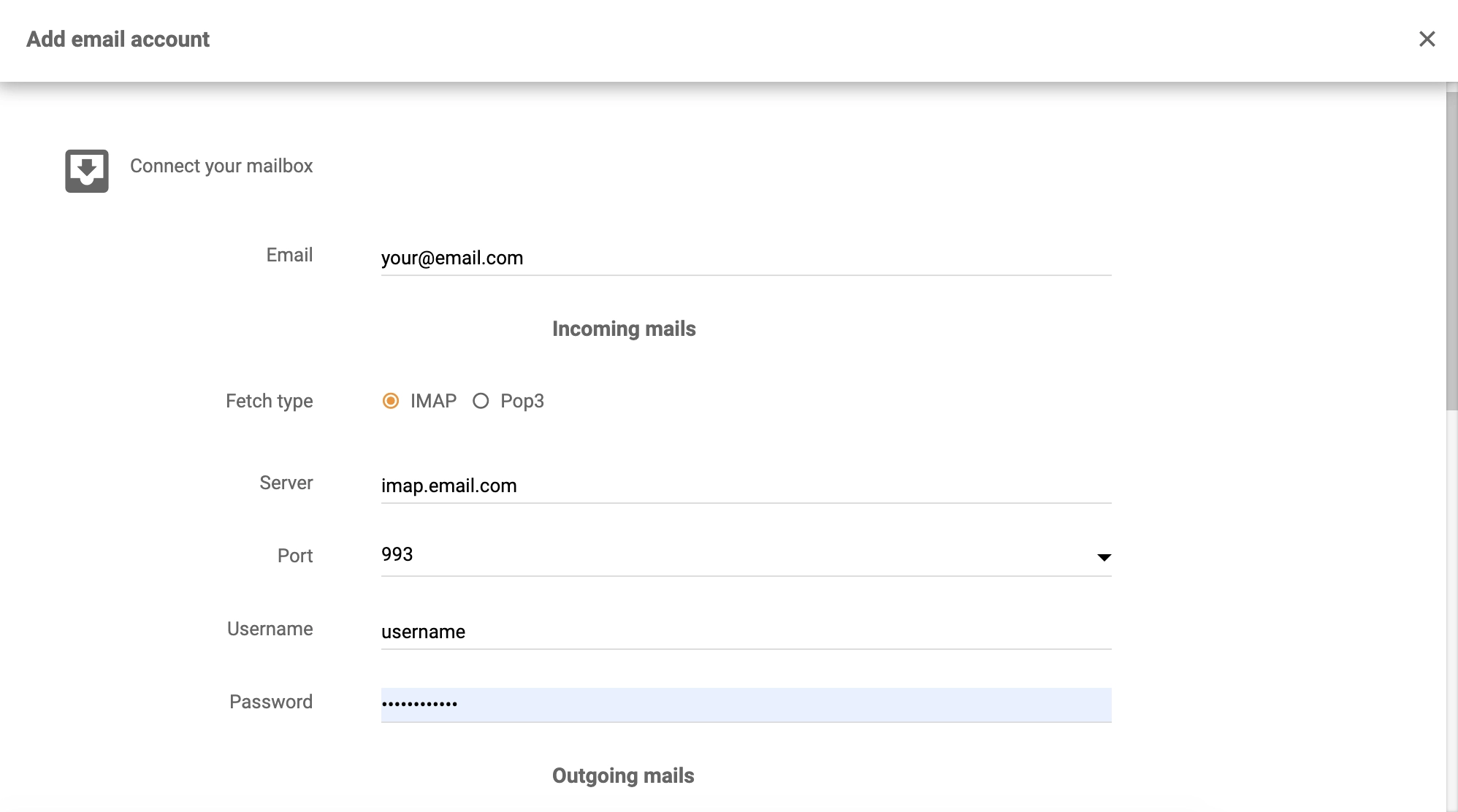 IceWarp-Details in der LiveAgent-Integrationskonfiguration
