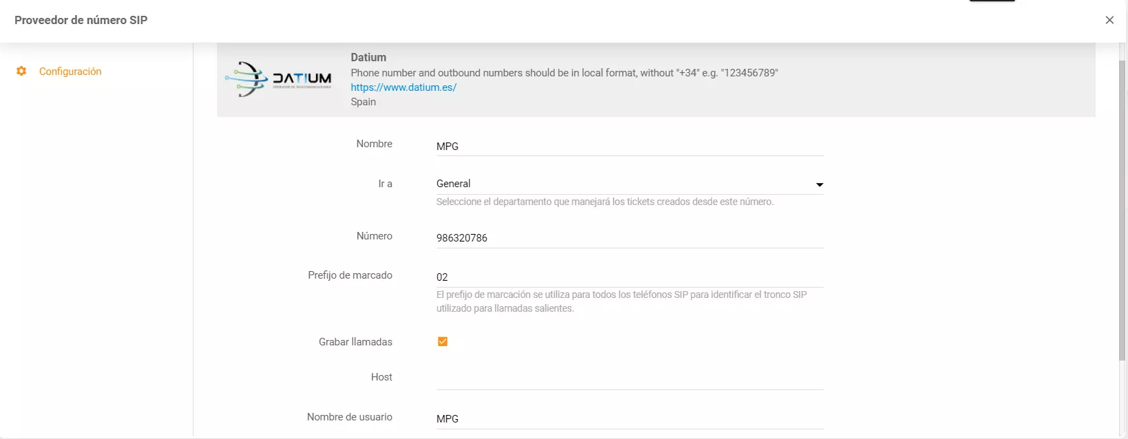 Datium-Zugangsdaten eingeben