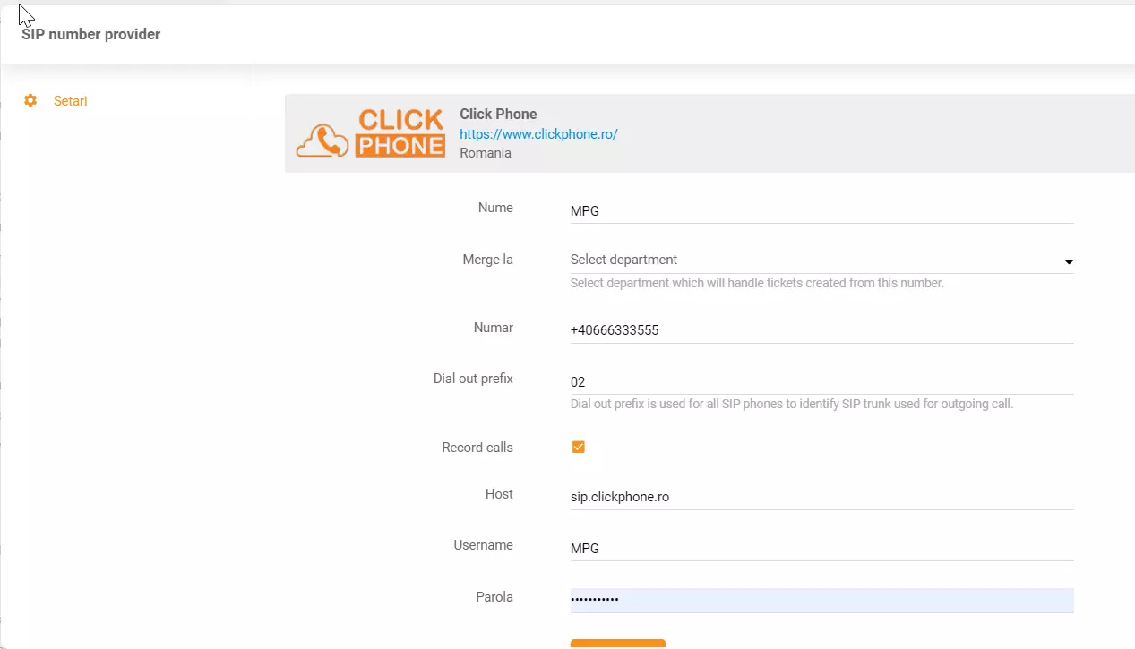 ClickPhone-Anmeldedaten