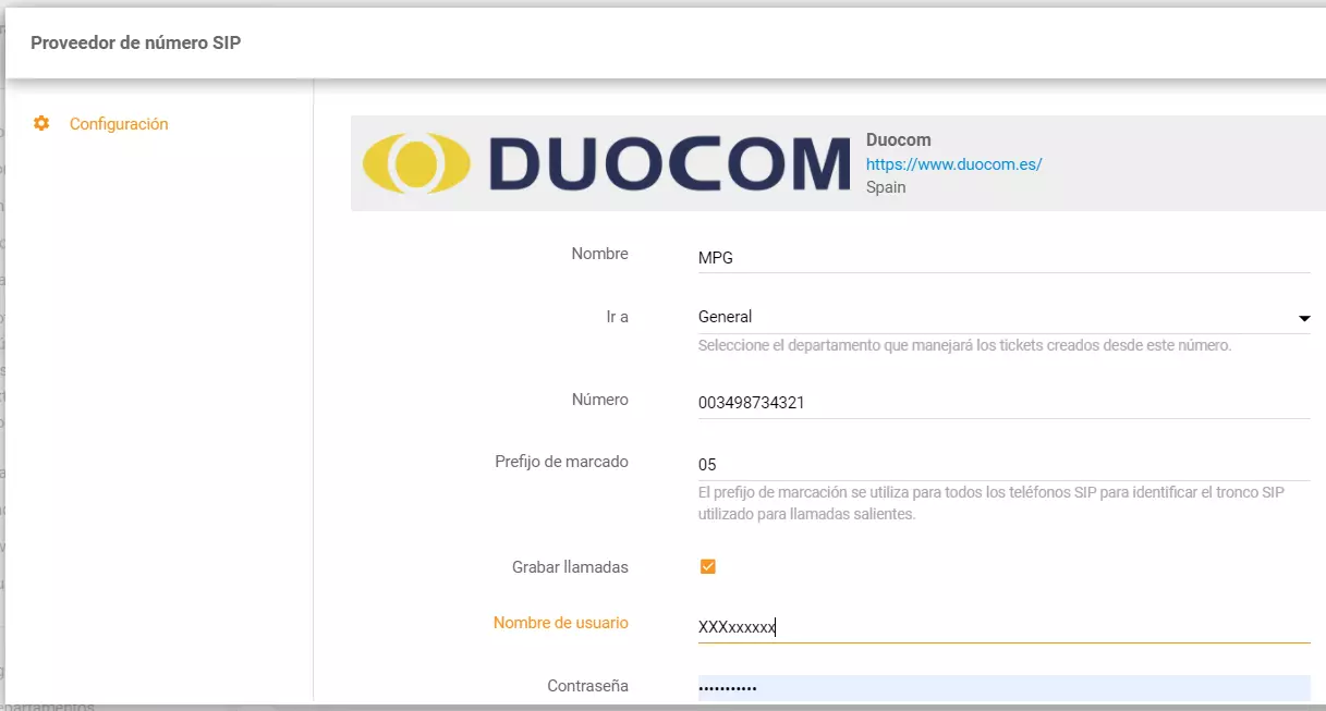 Konfigurieren Sie die Duocom-Telefonnummer in LiveAgent