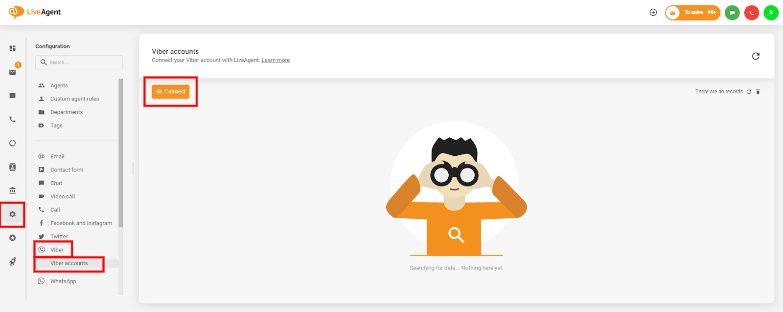 Wie man die Viber-Integration im LiveAgent-Panel findet