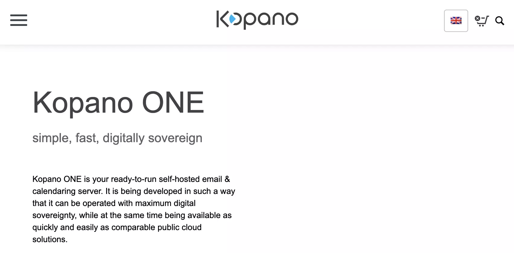 Kopano-Startseite mit Kopano ONE-Produktbeschreibung