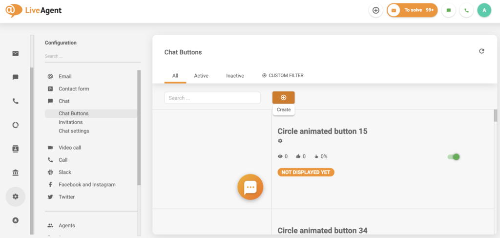 Chat-Schaltflächenerstellung in LiveAgent
