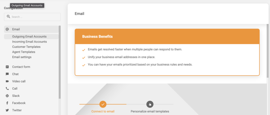Auswahl von ausgehenden, eingehenden oder beiden E-Mail-Konten in LiveAgent