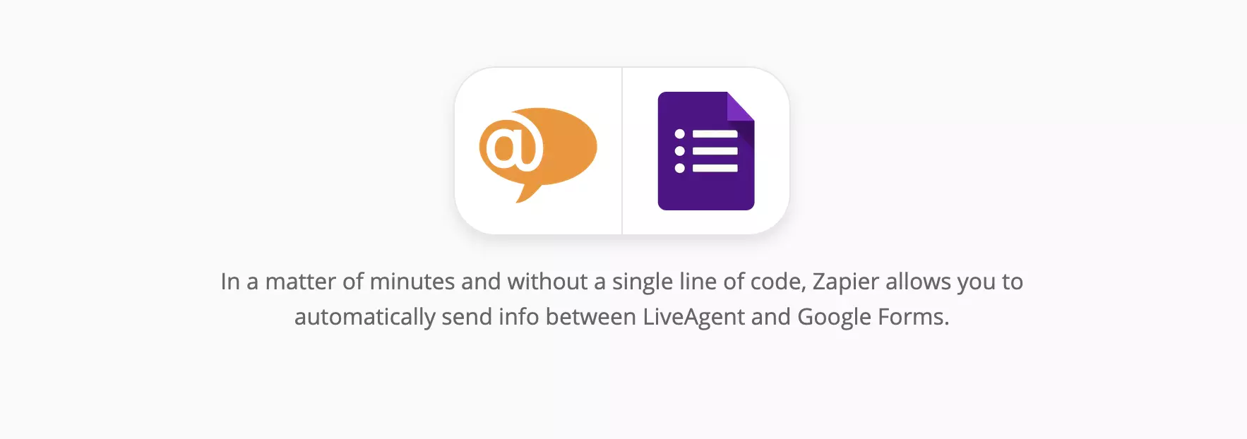 LiveAgent und Google Forms Integrationsseite auf Zapier