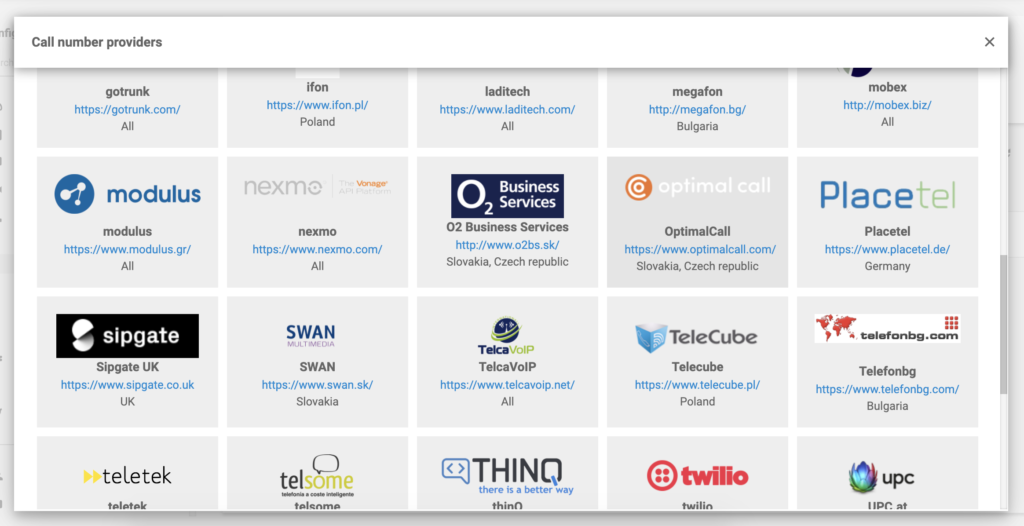 Optimal Call in der Liste der VoIP-Anbieter