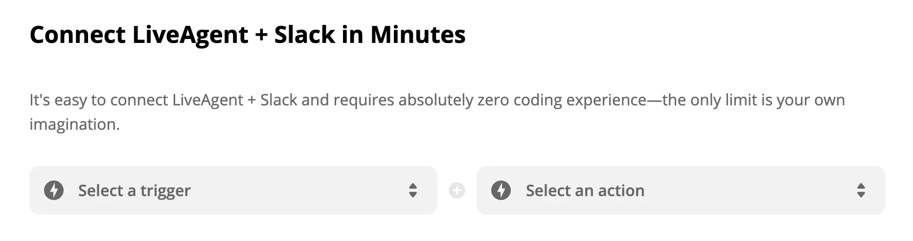 LiveAgent + Slack Auslöser- und Aktionsauswahl auf Zapier