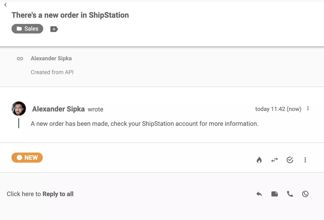 ShipStation-Nachricht gesendet, nachdem eine neue Bestellung aufgegeben wurde