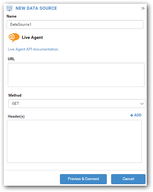 Bold BI Konfigurationsfenster NEUE DATENQUELLE