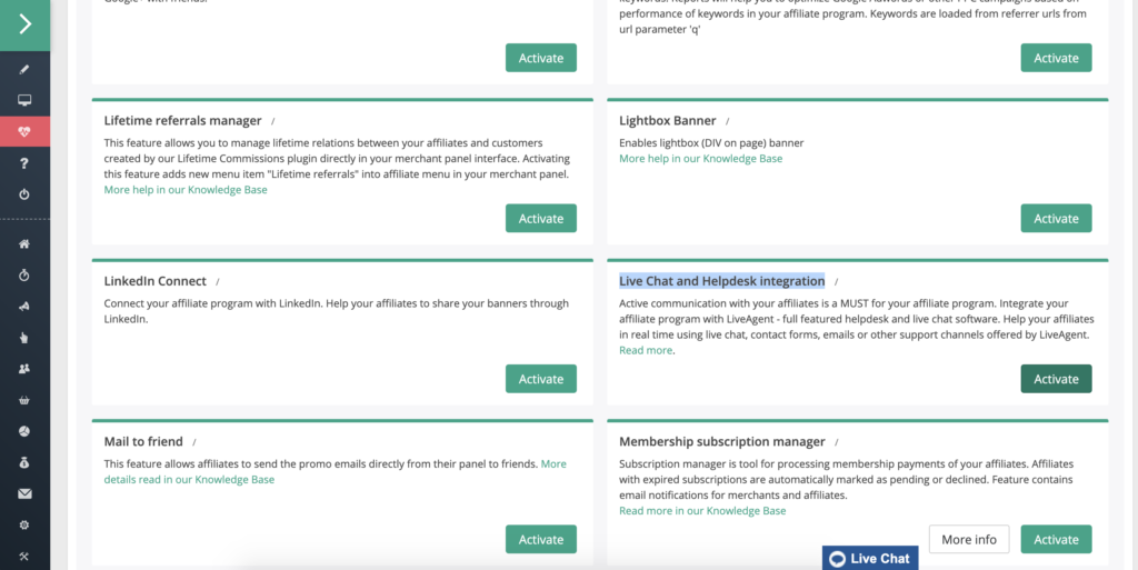 Feature list with Helpdesk migration
