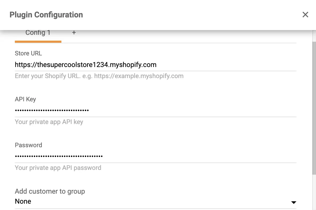 Copy and paste the API key and password into Shopify plugin configuration in LiveAgent