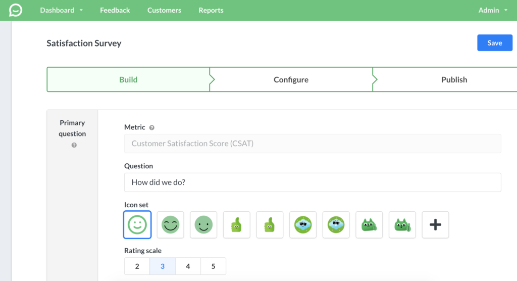 Benutzerdefinierte Umfrageerstellung in Simplesat