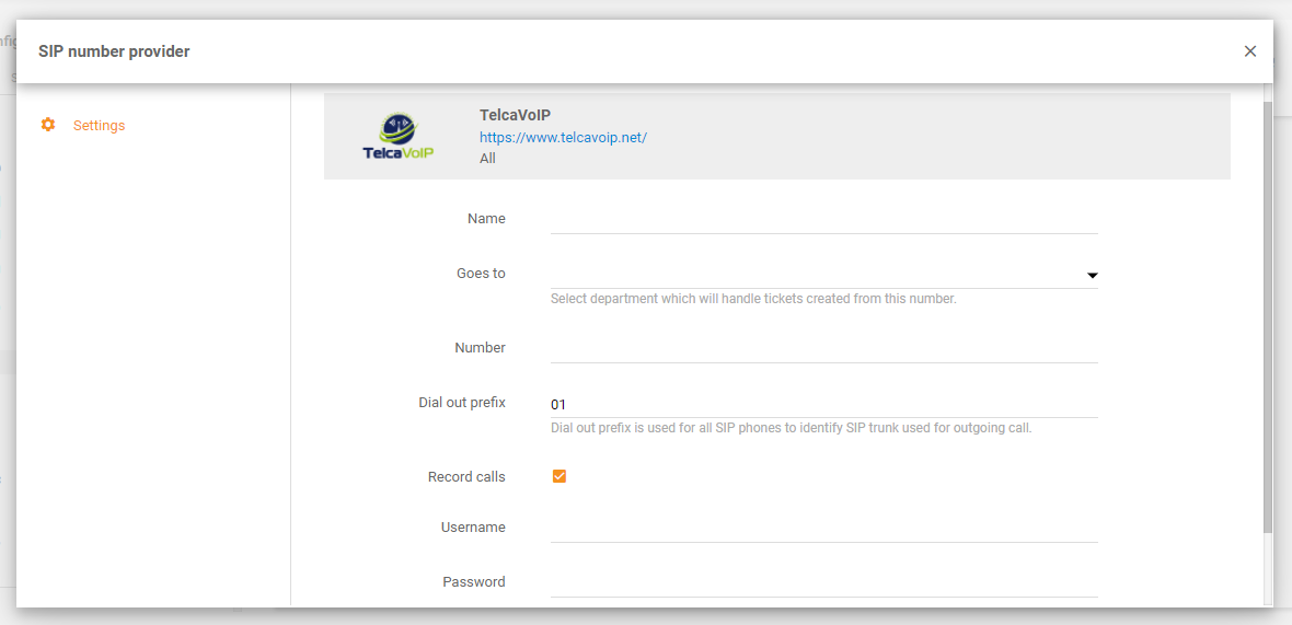 TelcaVoIP-Integration in LiveAgent