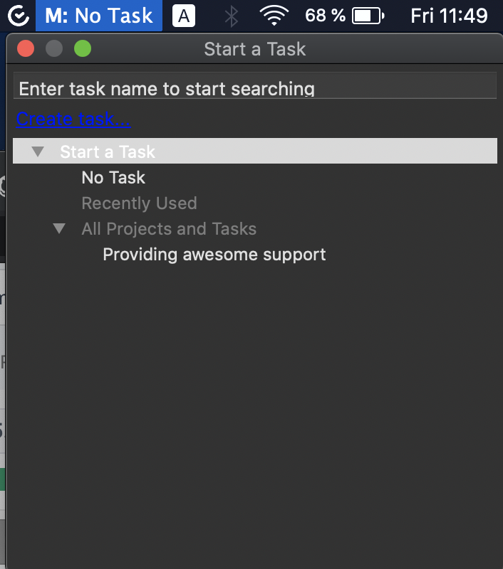 TimeCamp-Anwendung für Mac-Betriebssysteme