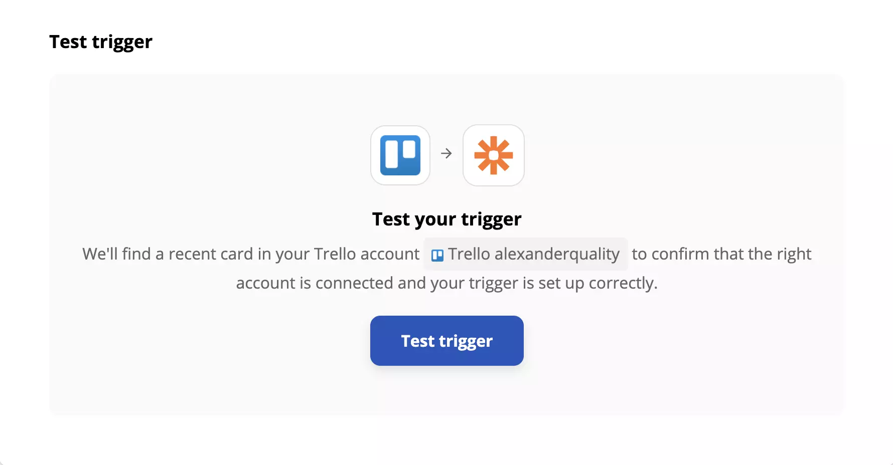 Test eines Trello-Triggers in Zapier