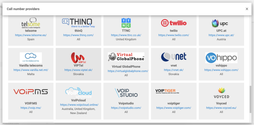 VoIPcloud in der Liste der VoIP-Anbieter