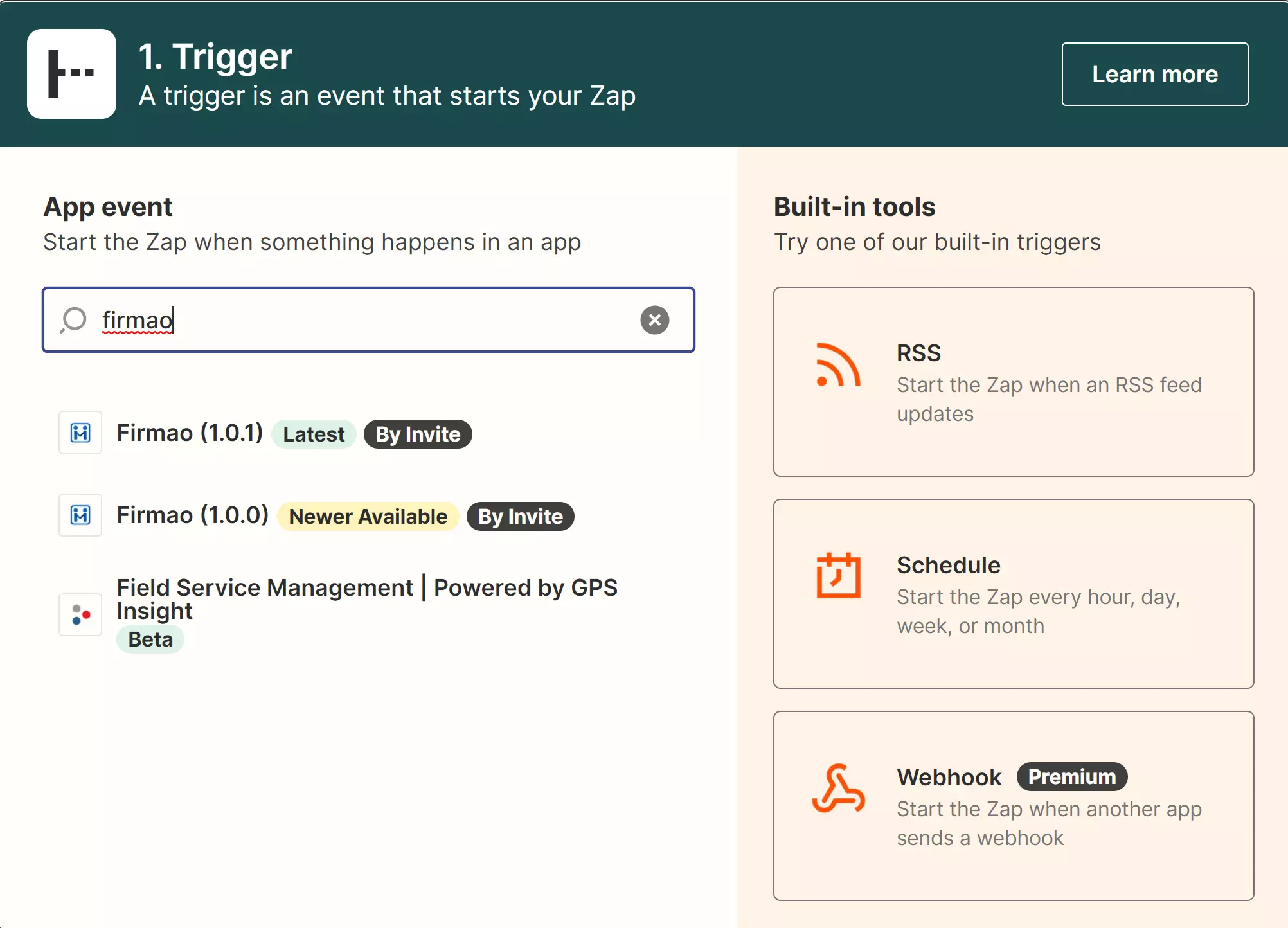 Firmao auf Zapier finden