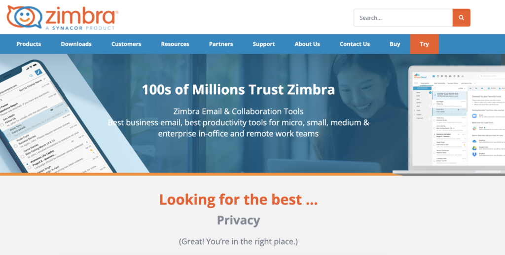 Zimbra-Startseite