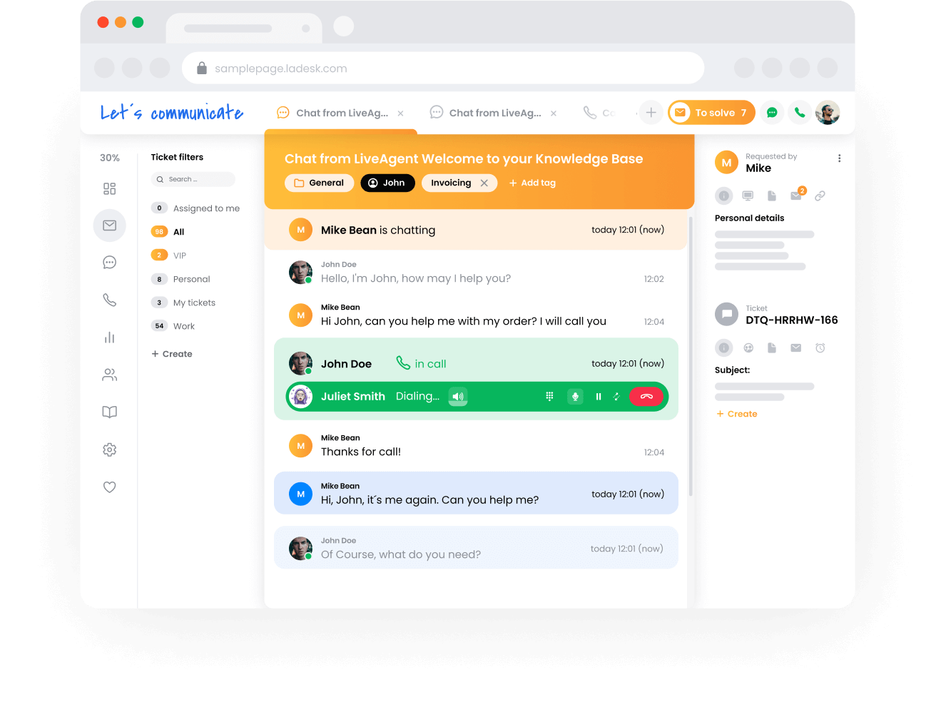 LiveAgent's Ticketing-System - Support-Team-Ansicht