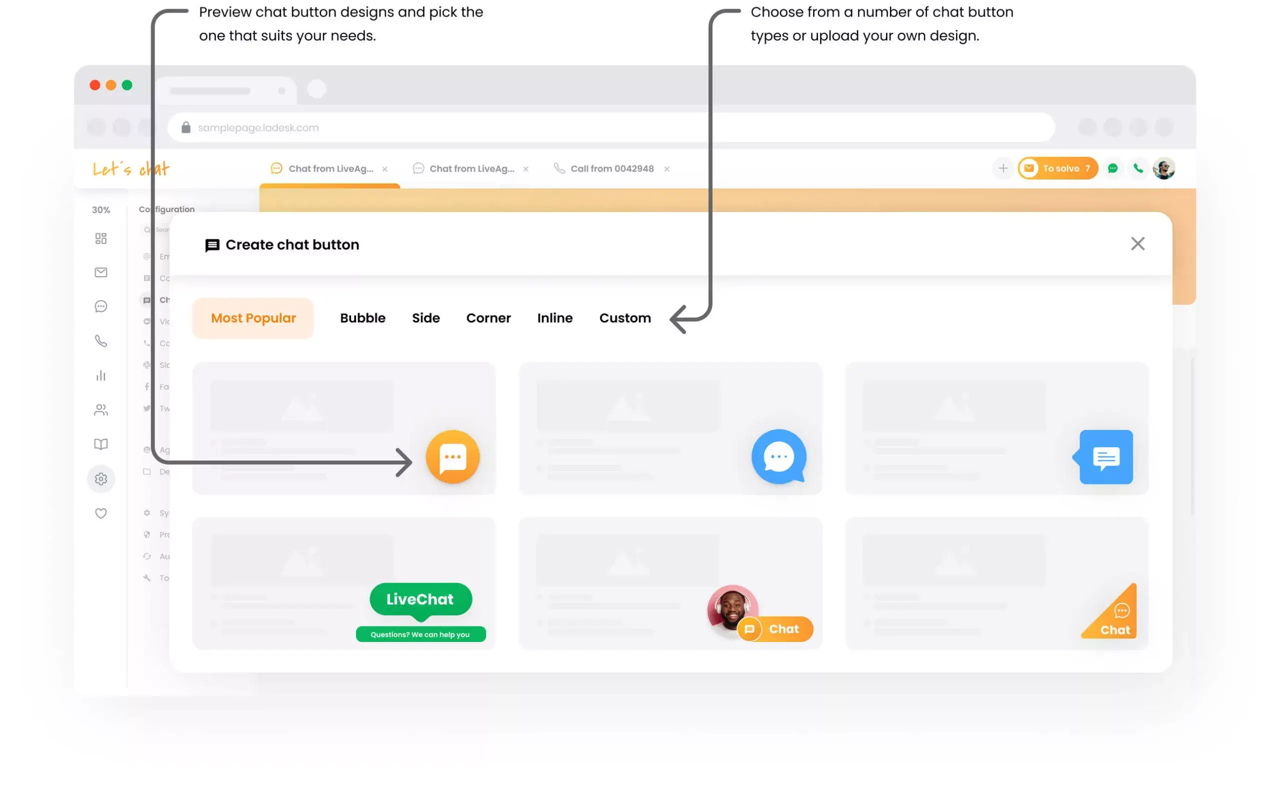 Wählen Sie einen Chat-Button