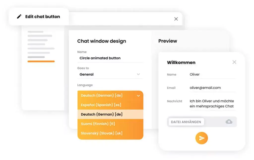 Mehrsprachiges Chat-Widget