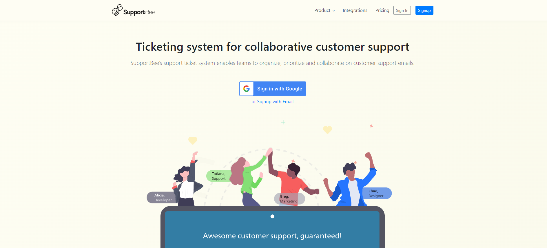 Supportbee IT Ticketing-System-Homepage