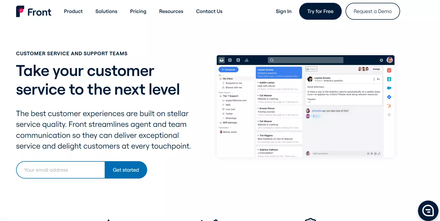 Front Kundenservice-Homepage